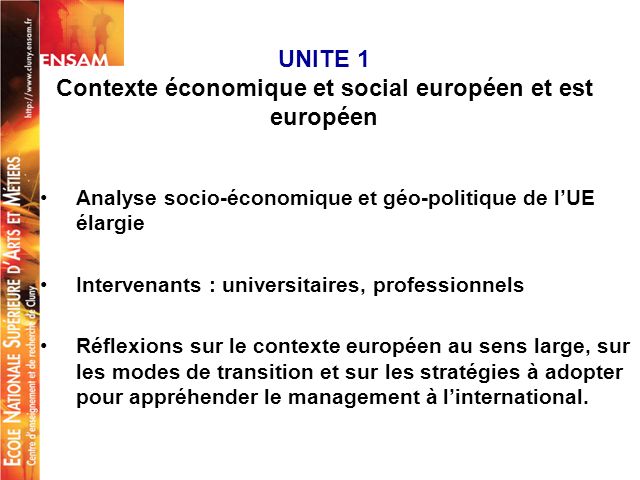 UNITE 1 Contexte économique et social européen et est européen