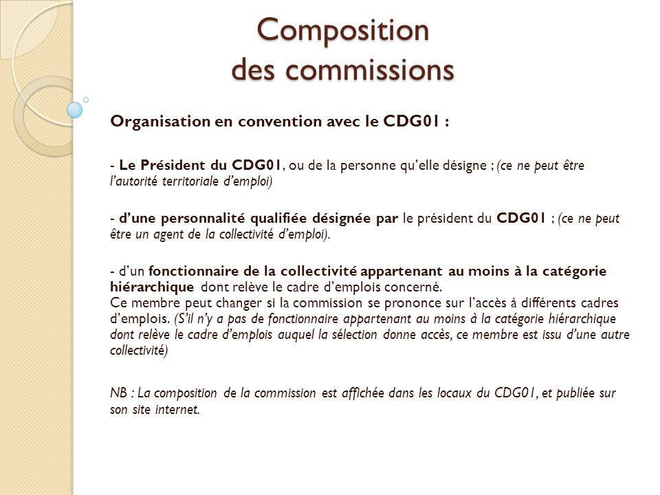 Composition des commissions
