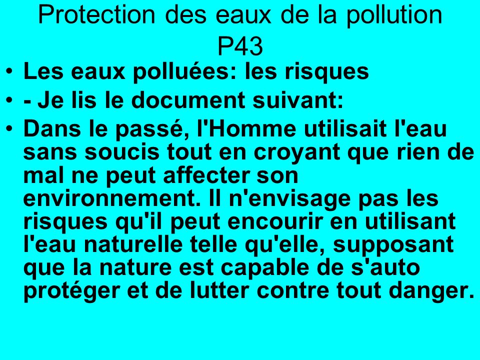 Protection des eaux de la pollution P43