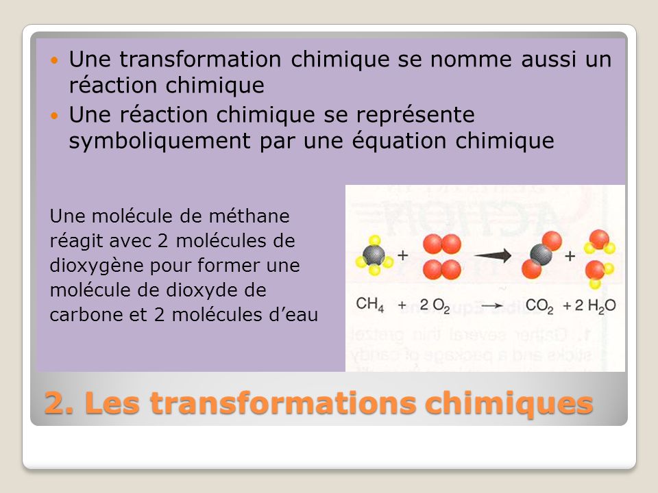 2. Les transformations chimiques