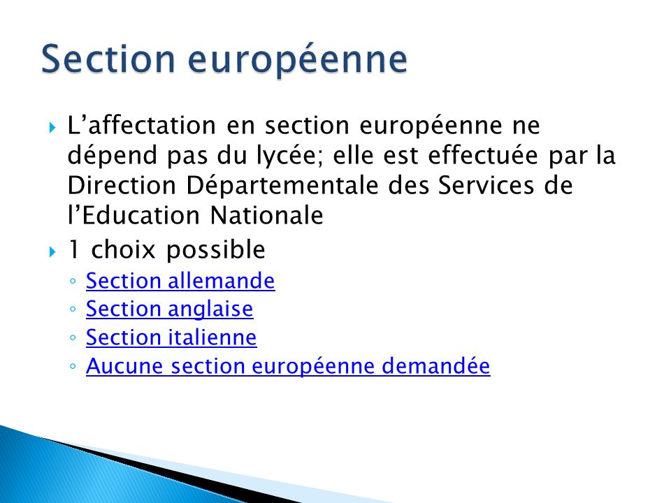 Section européenne