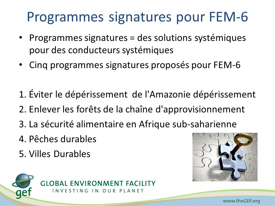 Programmes signatures pour FEM-6