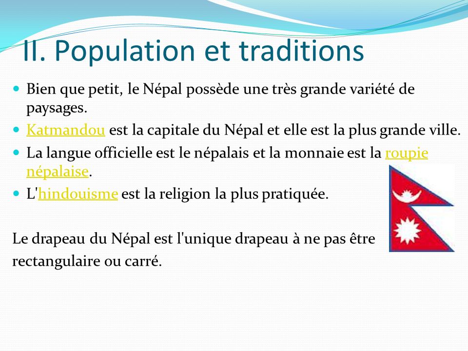 II. Population et traditions