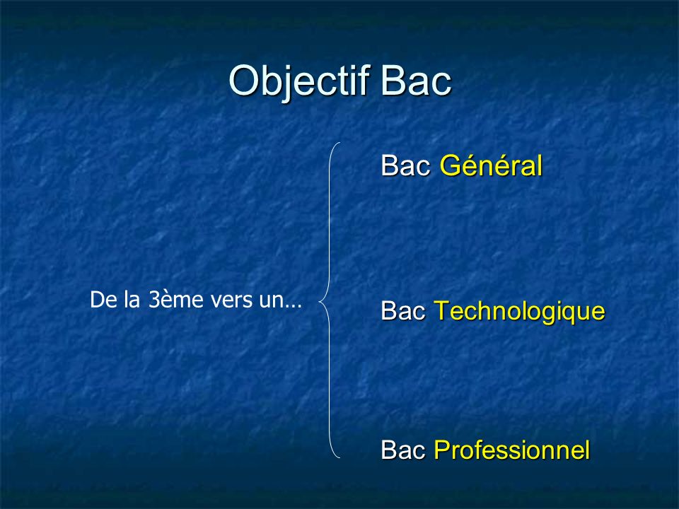 Objectif Bac Bac Général Bac Technologique Bac Professionnel