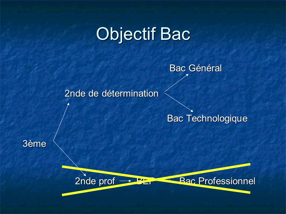 Objectif Bac Bac Général 2nde de détermination Bac Technologique 3ème