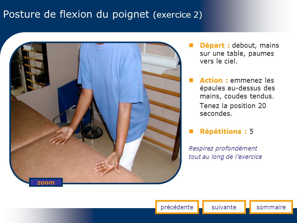 Posture de flexion du poignet (exercice 2)