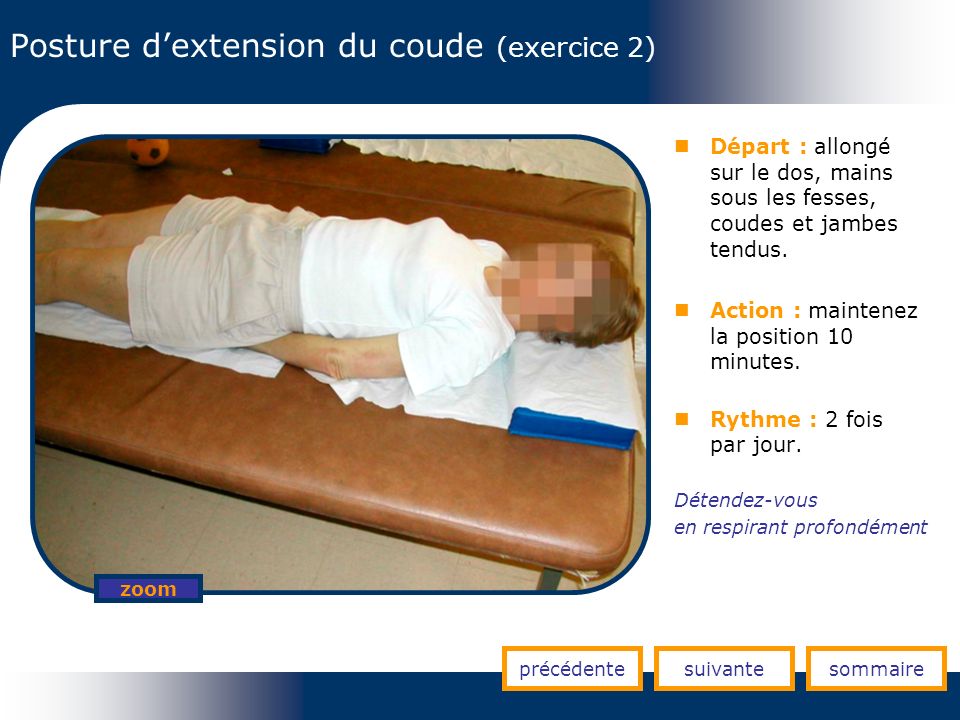 Posture d’extension du coude (exercice 2)