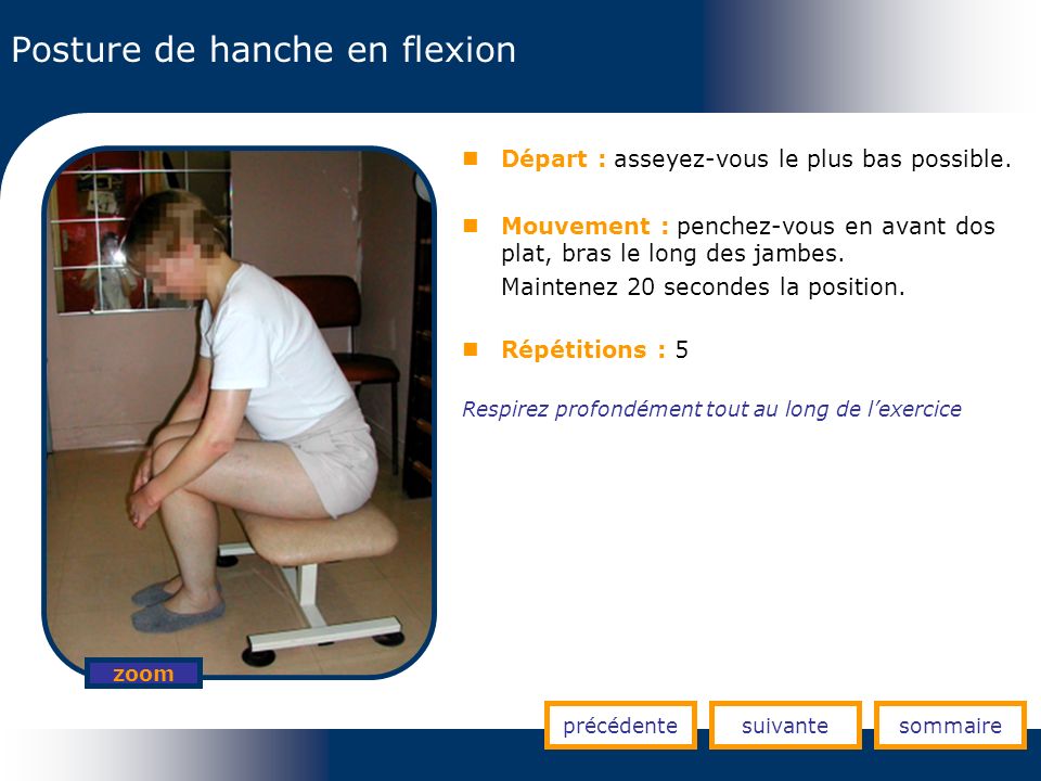 Posture de hanche en flexion