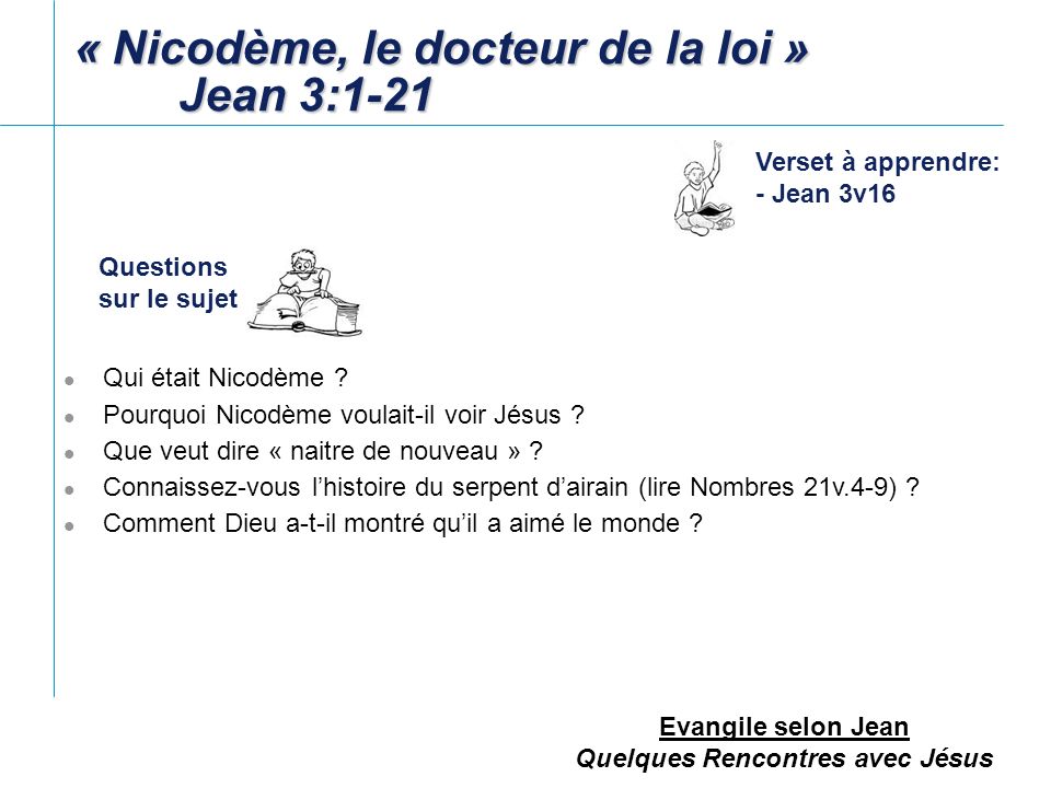 « Nicodème, le docteur de la loi » Jean 3:1-21