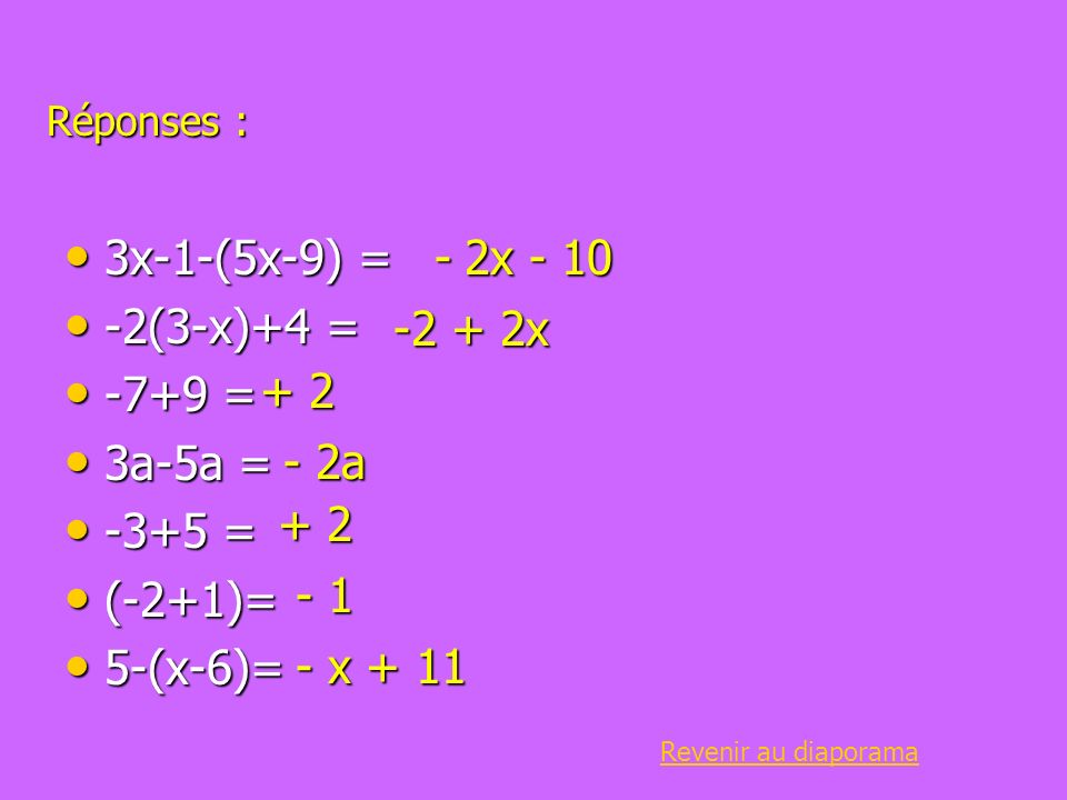 - 2x x-1-(5x-9) = -2(3-x)+4 = -7+9 = 3a-5a = -3+5 = (-2+1)=