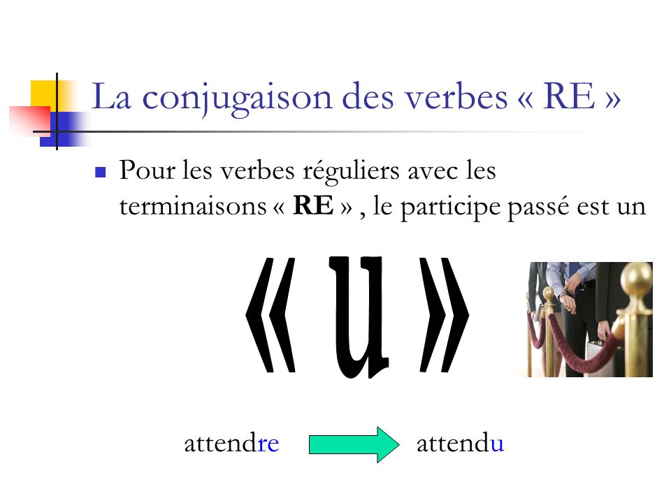 La conjugaison des verbes « RE »
