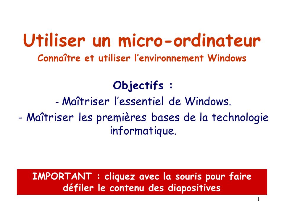 Connaître et utiliser l’environnement Windows