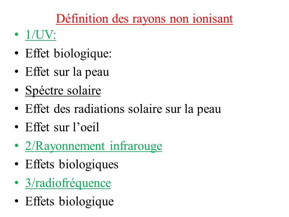 Définition des rayons non ionisant