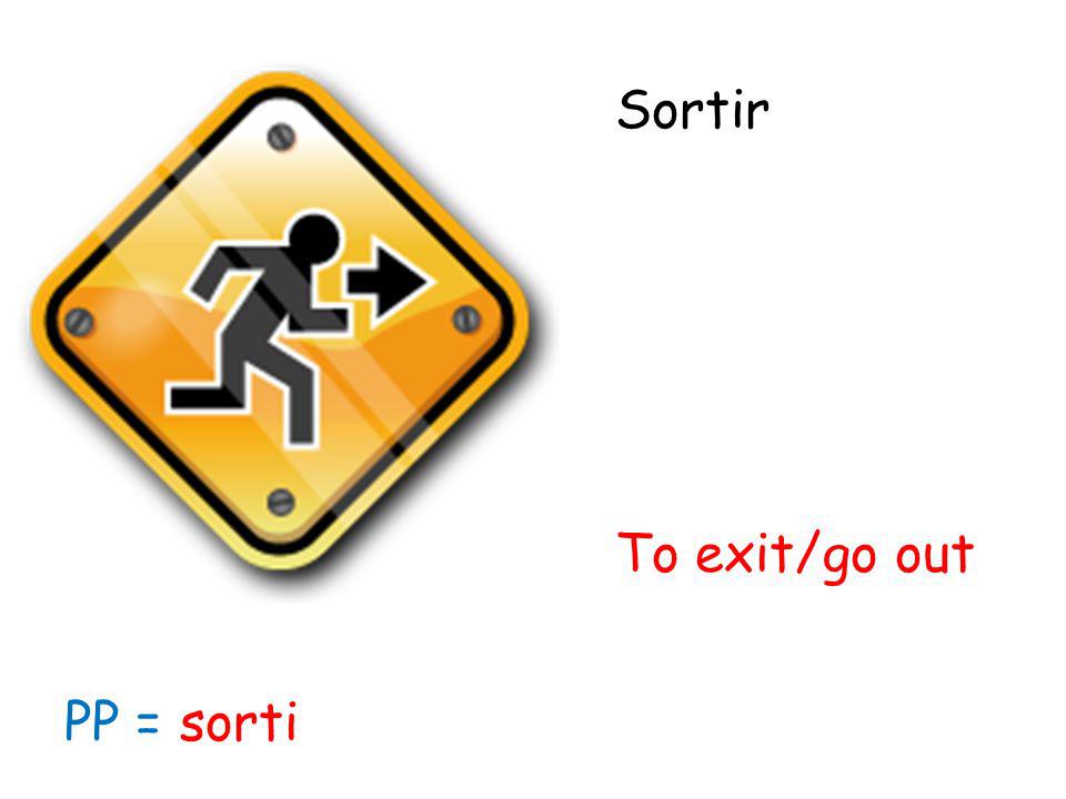 Sortir To exit/go out PP = sorti
