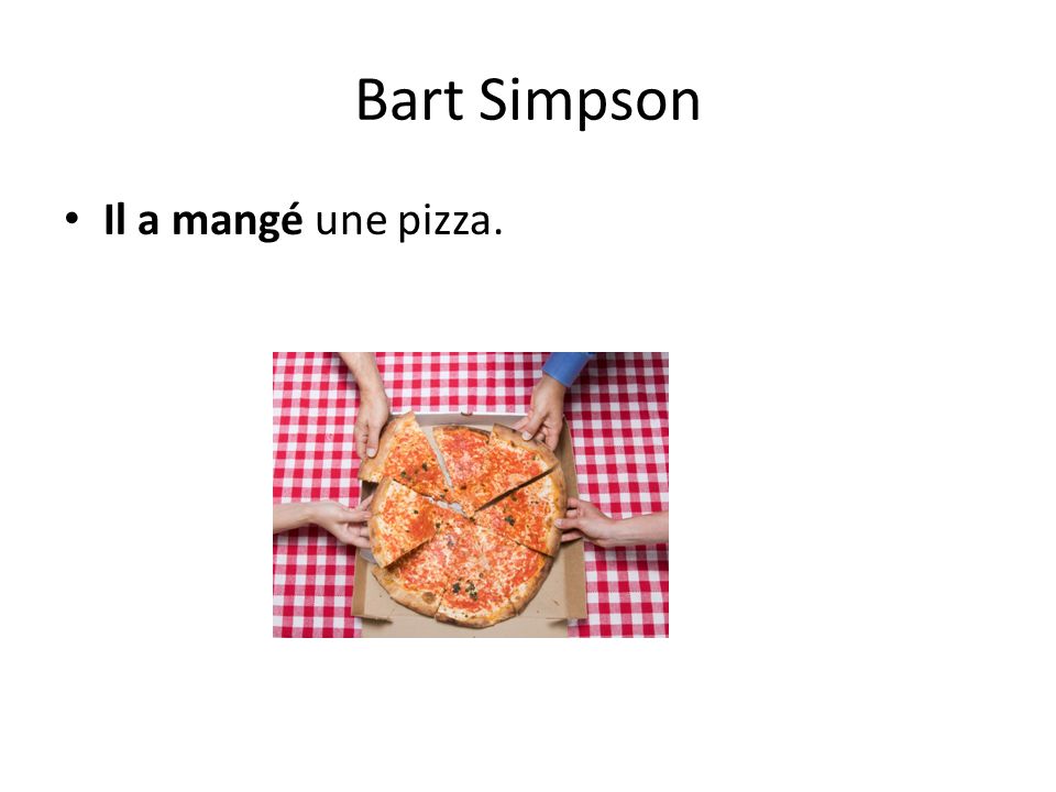 Bart Simpson Il a mangé une pizza.