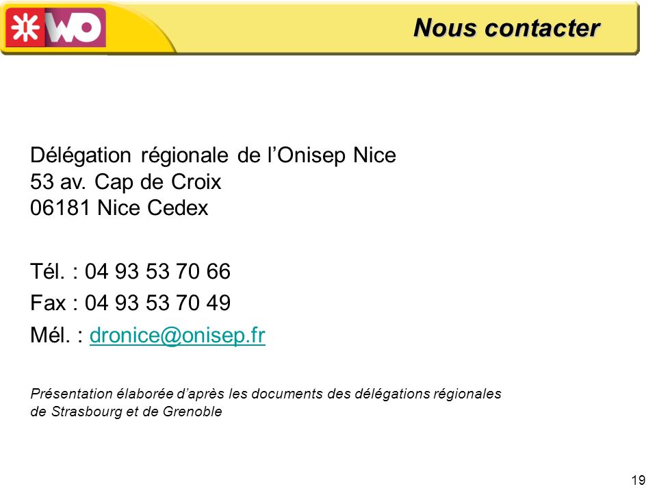 Nous contacter Délégation régionale de l’Onisep Nice