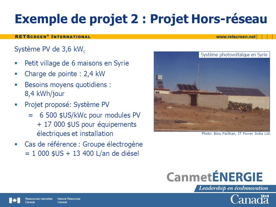 Exemple de projet 2 : Projet Hors-réseau
