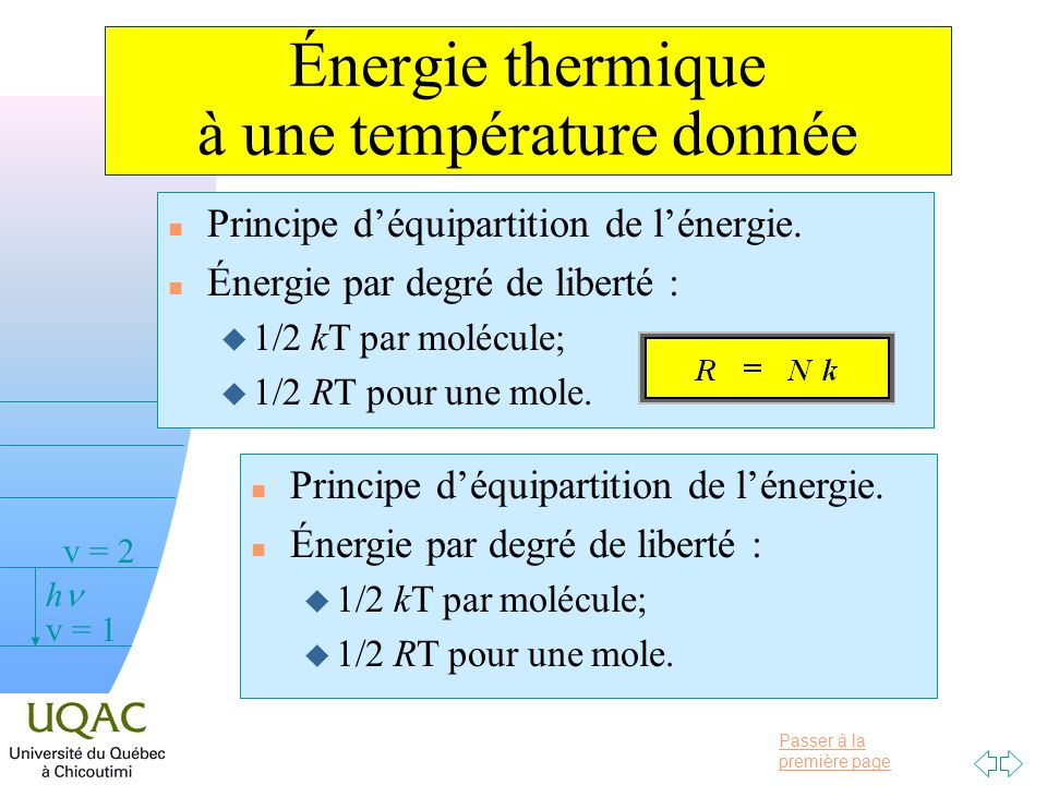 Énergie thermique à une température donnée