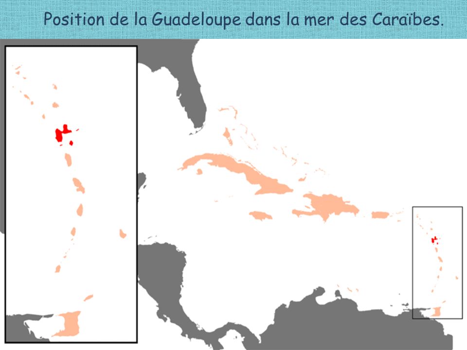 Position de la Guadeloupe dans la mer des Caraïbes.