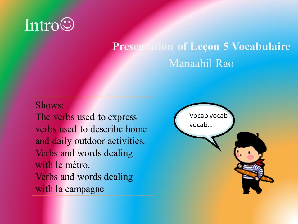 Presentation of Leçon 5 Vocabulaire Manaahil Rao