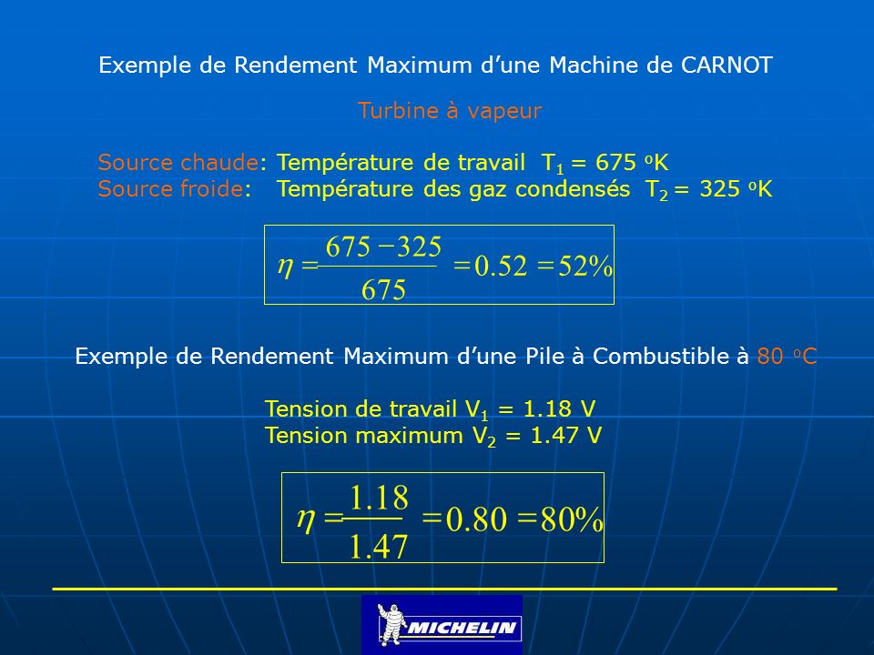 Exemple de Rendement Maximum d’une Machine de CARNOT