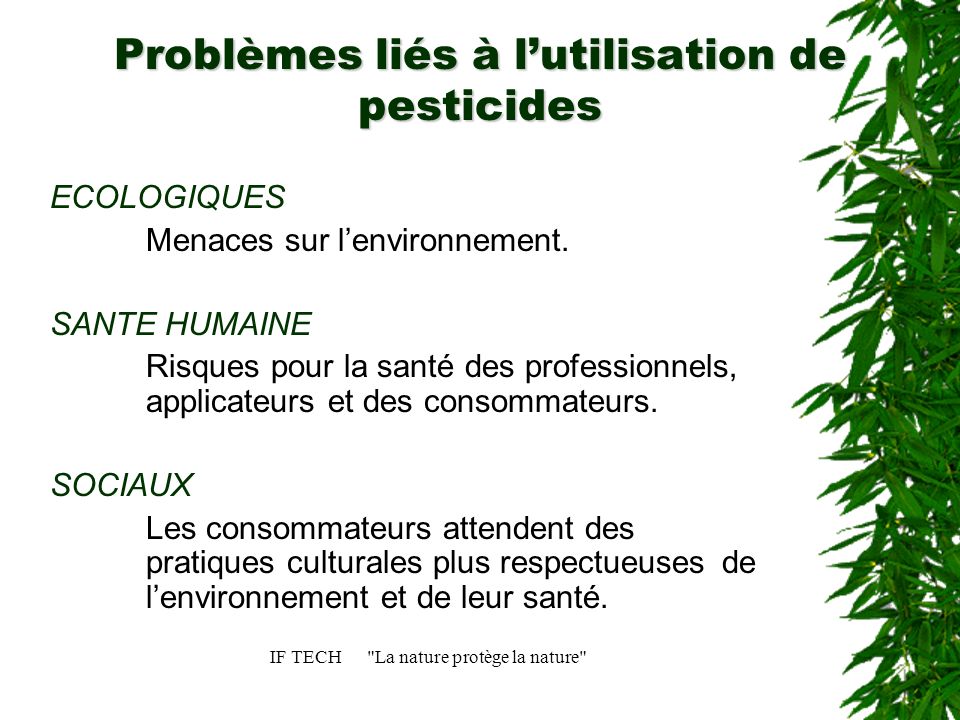 Problèmes liés à l’utilisation de pesticides