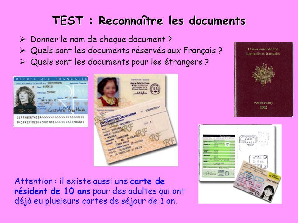 TEST : Reconnaître les documents