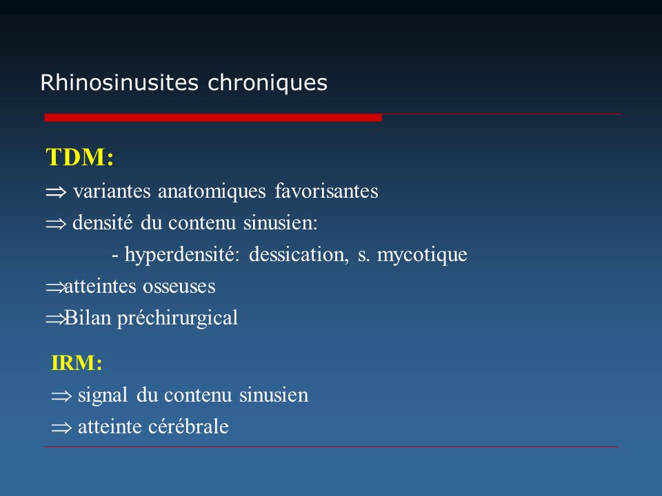 TDM: Rhinosinusites chroniques  variantes anatomiques favorisantes