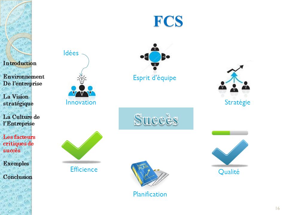 FCS Succès Idées Esprit d’équipe Innovation Stratégie Efficience