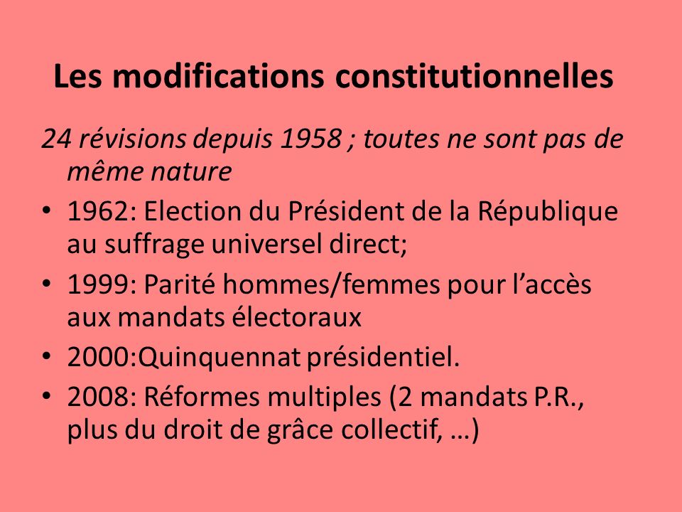 Les modifications constitutionnelles