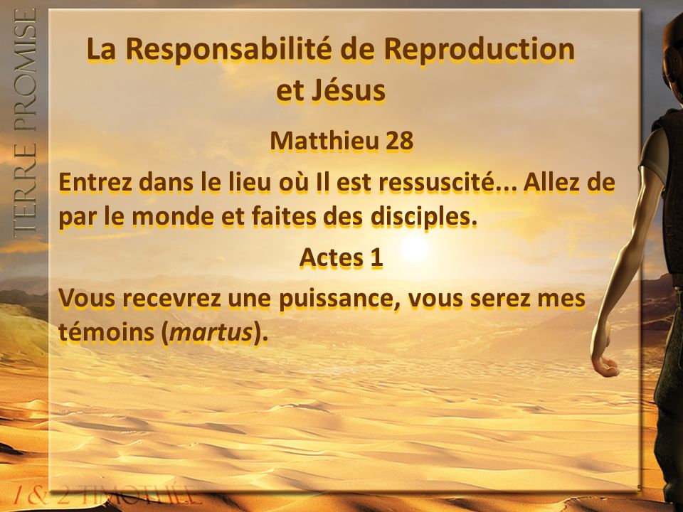 La Responsabilité de Reproduction et Jésus