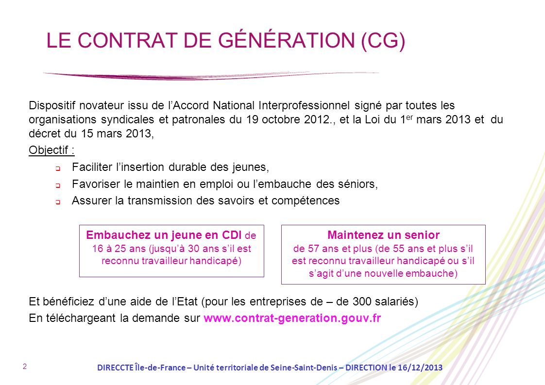 LE CONTRAT DE GÉNÉRATION (CG)