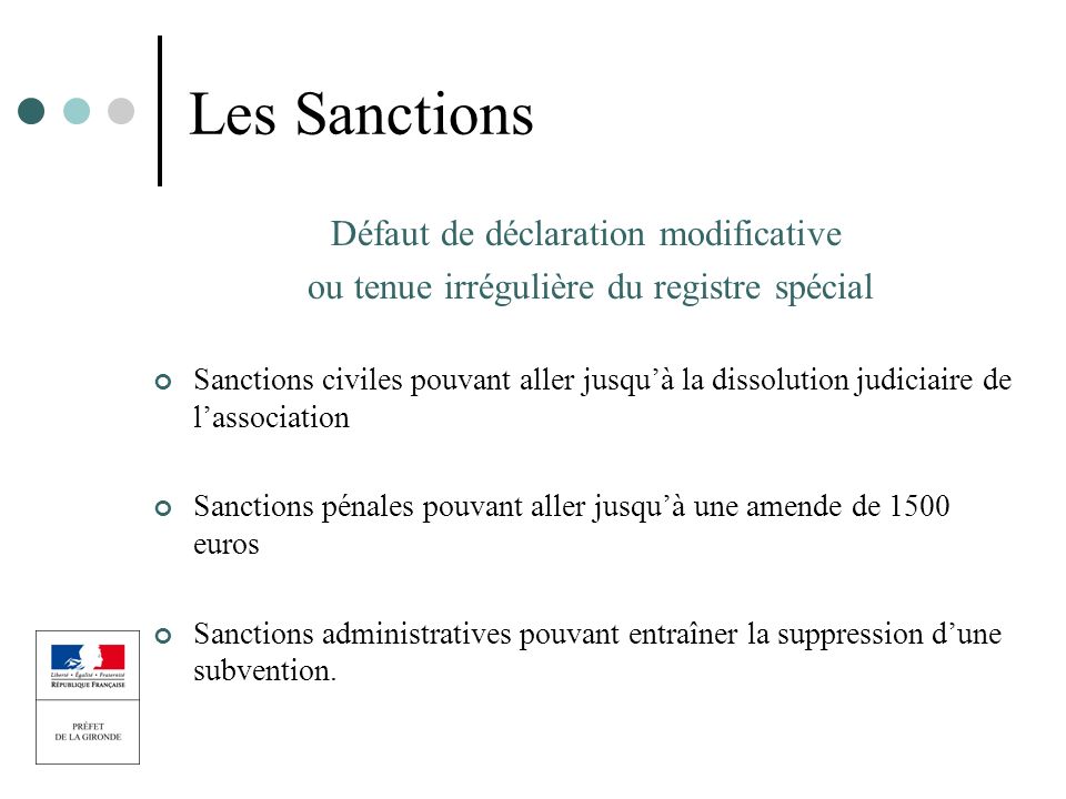 Les Sanctions Défaut de déclaration modificative
