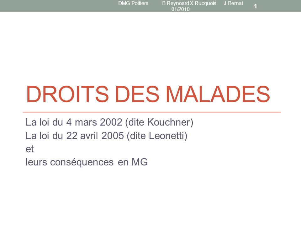 DMG Poitiers B Reynoard X Rucquois J Bernat 01/2010