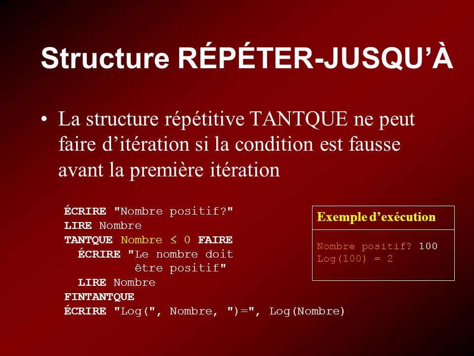 Structure RÉPÉTER-JUSQU’À