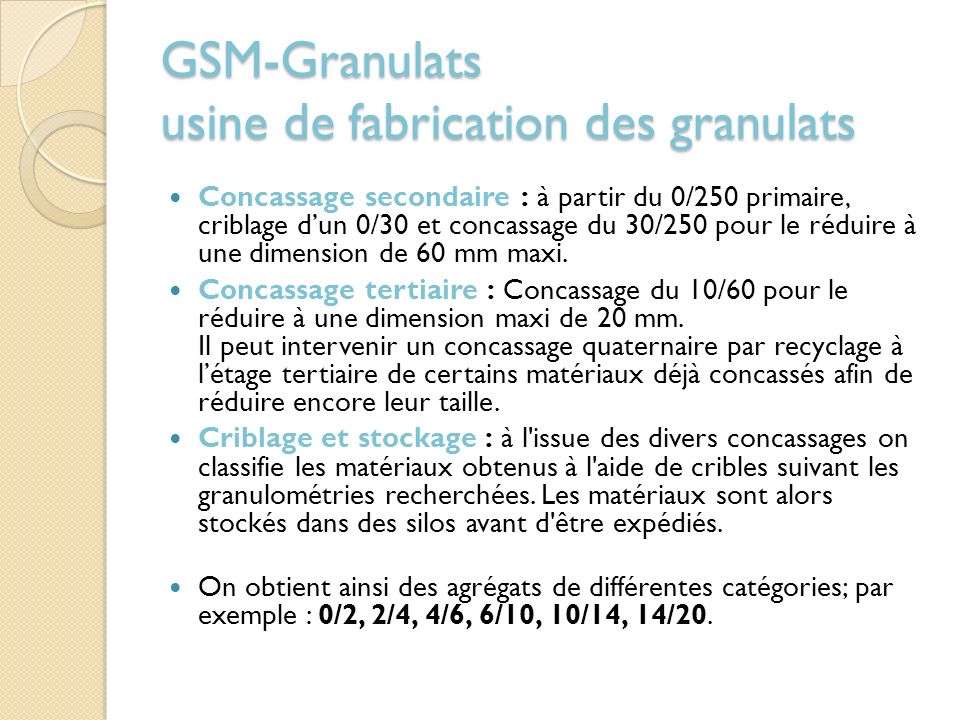 GSM-Granulats usine de fabrication des granulats