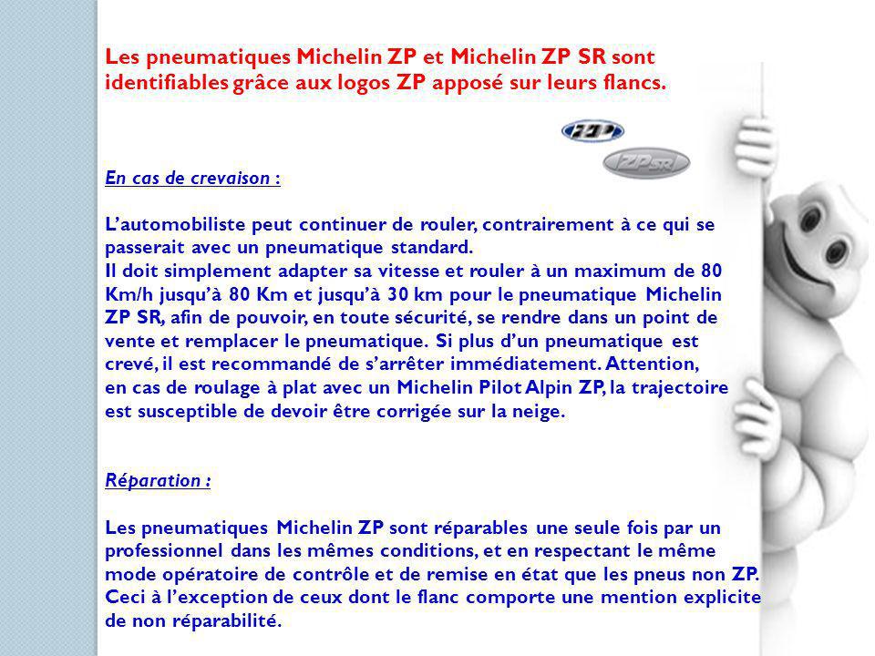 Les pneumatiques Michelin ZP et Michelin ZP SR sont identifiables grâce aux logos ZP apposé sur leurs flancs.