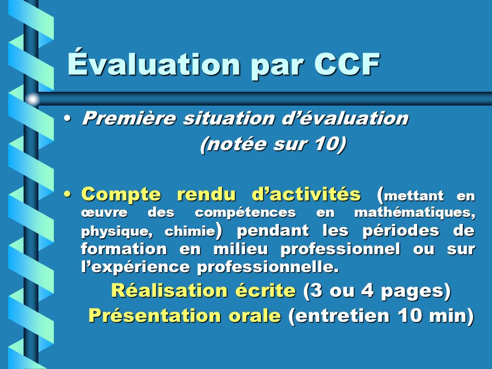 Évaluation par CCF Première situation d’évaluation (notée sur 10)