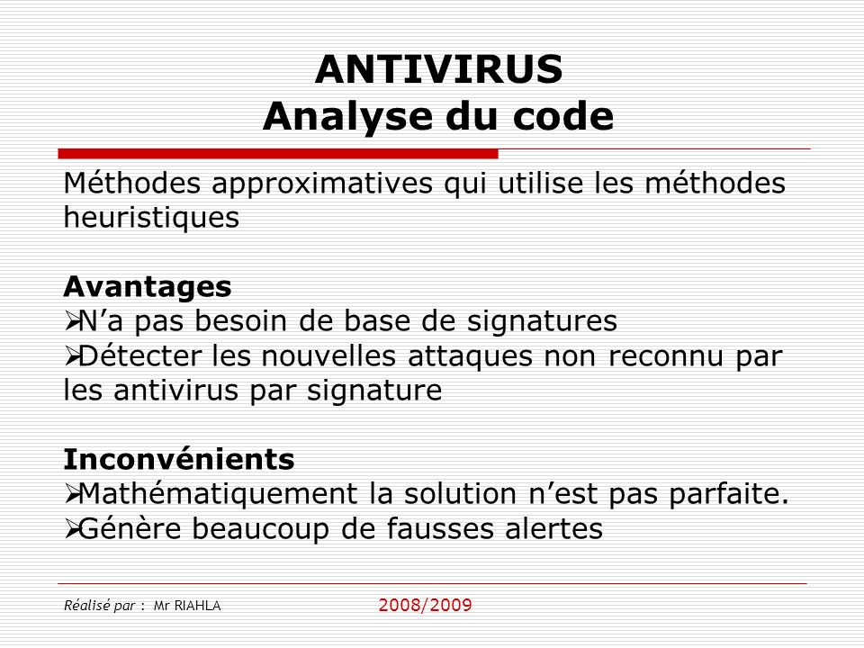 ANTIVIRUS Analyse du code
