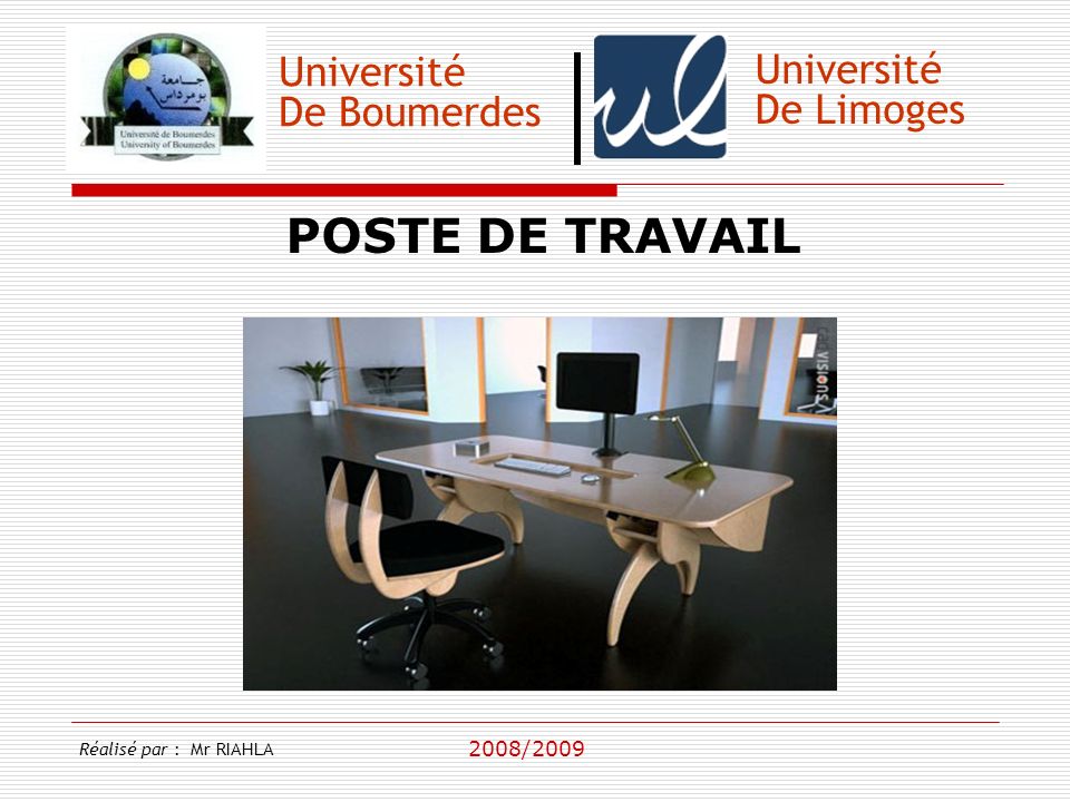 POSTE DE TRAVAIL Université Université De Boumerdes De Limoges
