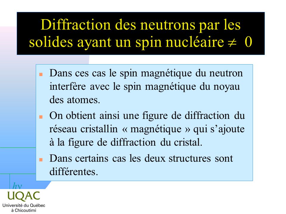 Diffraction des neutrons par les solides ayant un spin nucléaire  0