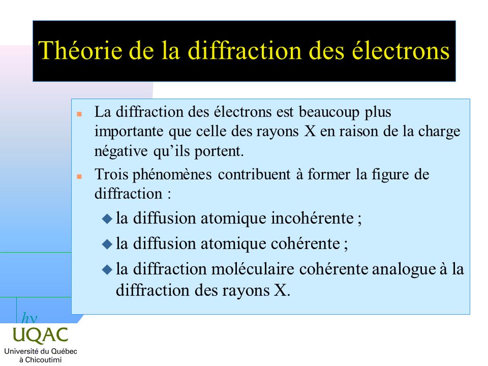 Théorie de la diffraction des électrons