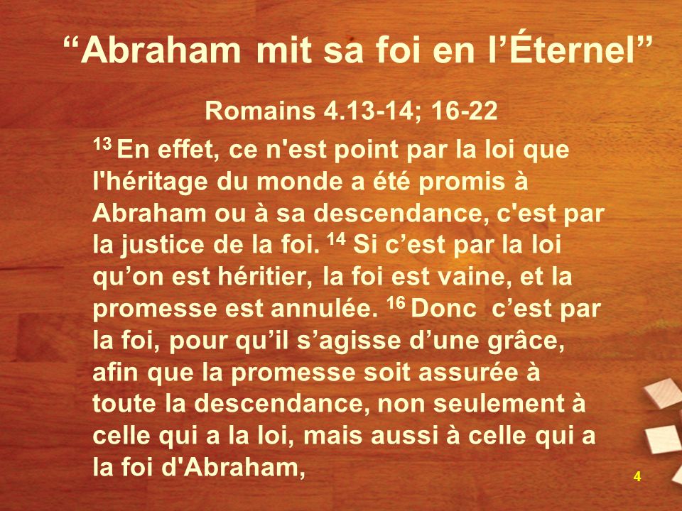 Abraham mit sa foi en l’Éternel