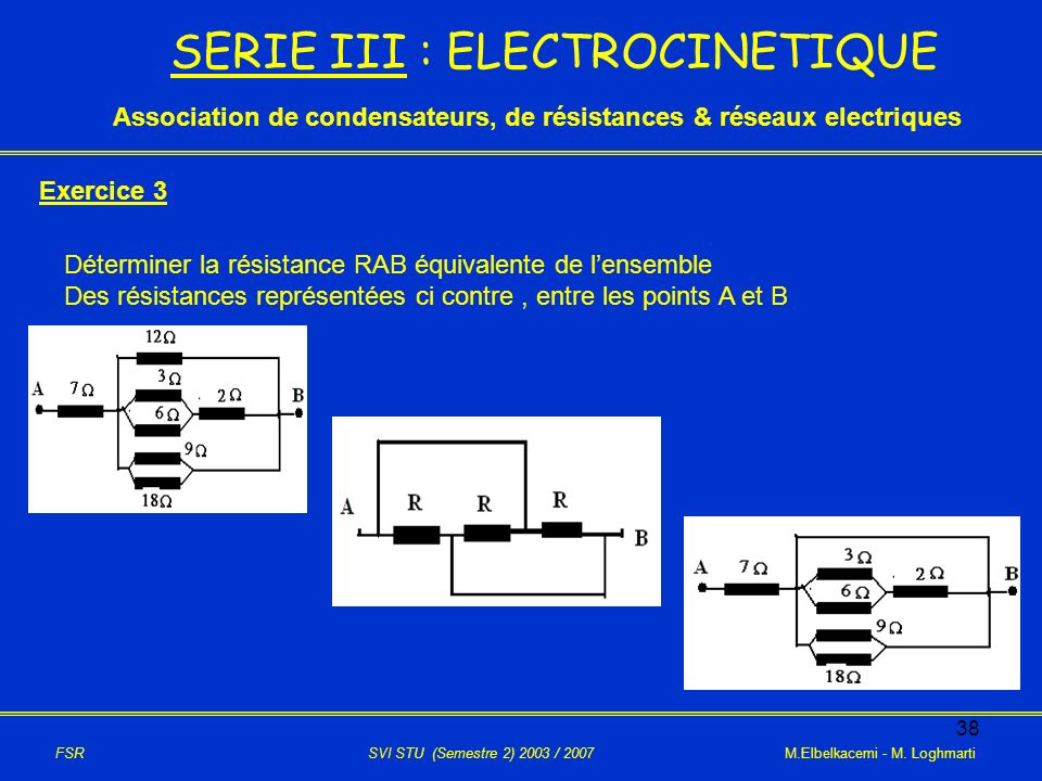 SERIE III : ELECTROCINETIQUE