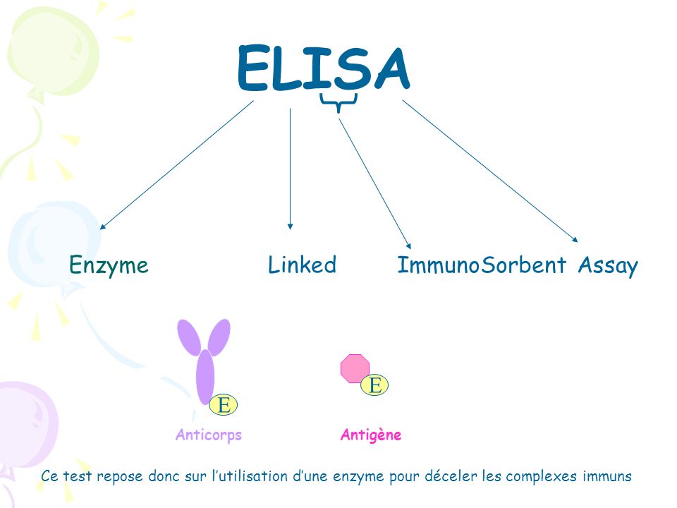 ELISA Enzyme Linked ImmunoSorbent Assay E E Anticorps Antigène