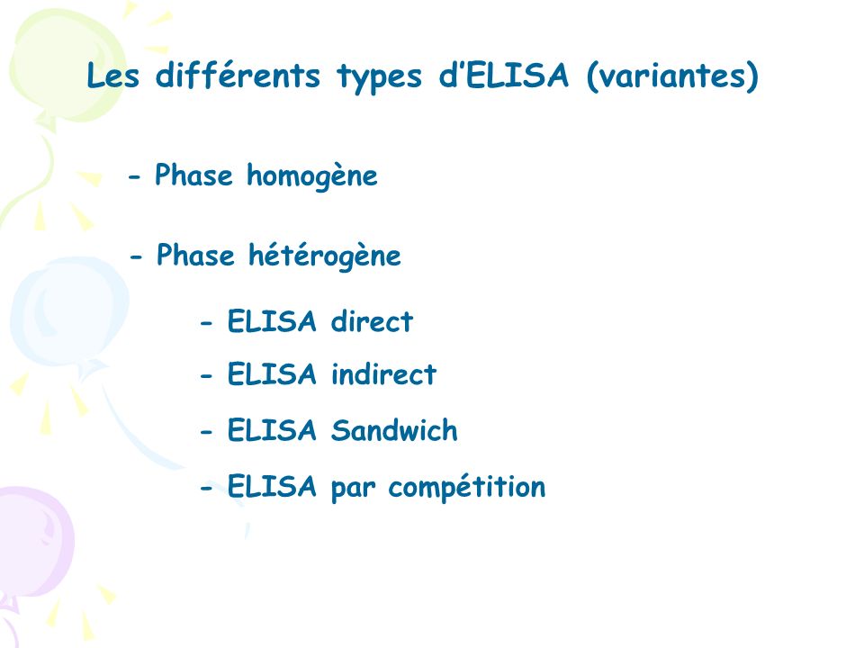 Les différents types d’ELISA (variantes)