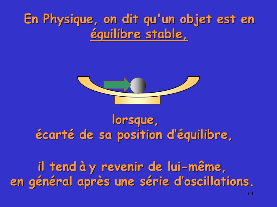 En Physique, on dit qu un objet est en équilibre stable,