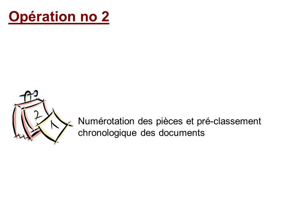 Opération no 2 Numérotation des pièces et pré-classement chronologique des documents