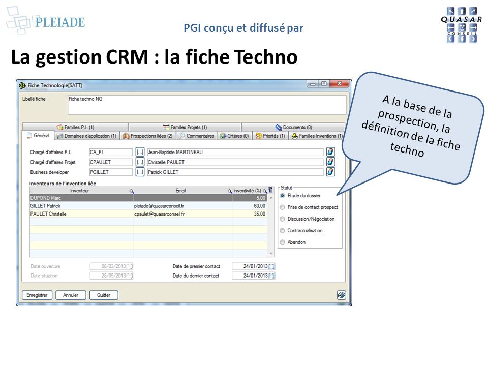 La gestion CRM : la fiche Techno