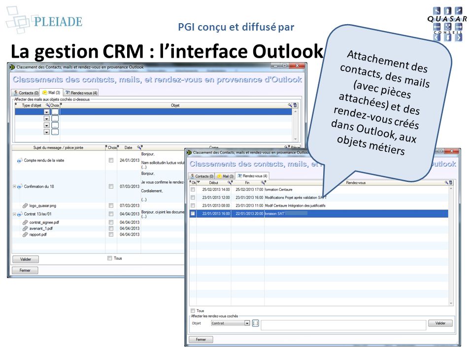 La gestion CRM : l’interface Outlook